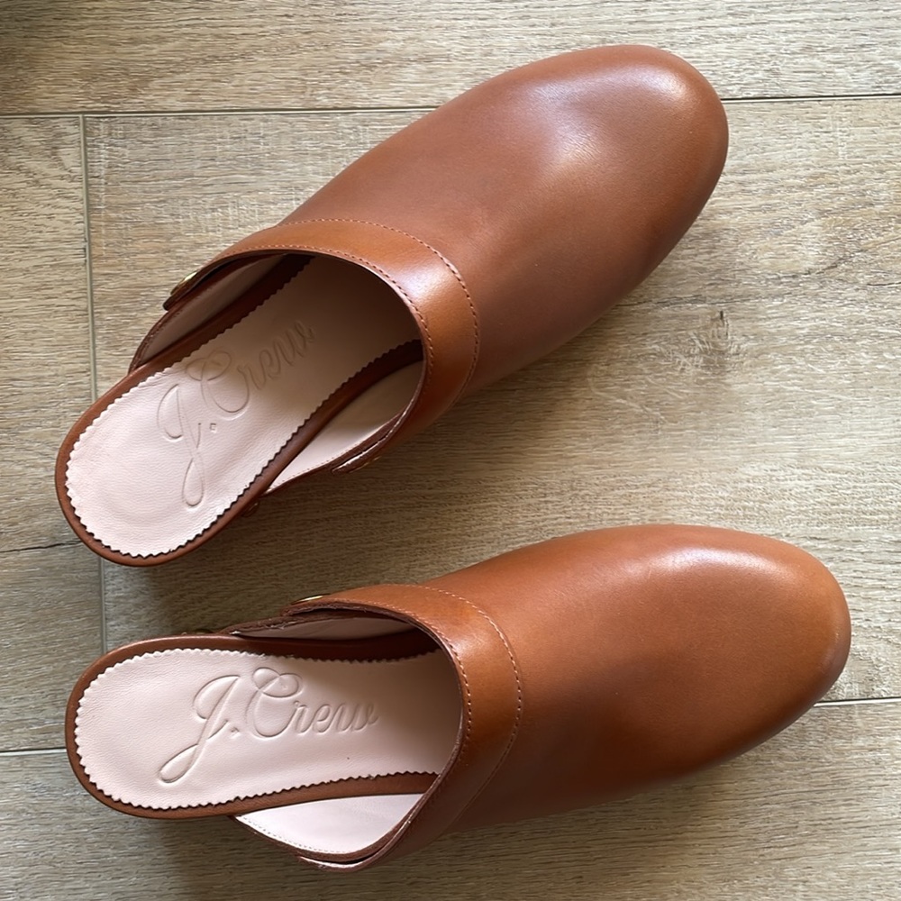 J.Crew leather clogs in size 7 and half.